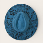 Load image into Gallery viewer, Blue suede fedora hat with decorative brim on a white background
