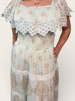 Load image into Gallery viewer, mint green dress with gold accents

