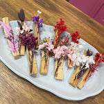 Load image into Gallery viewer, Decorative Palo Santo Sticks with dried flowers flowers wrapped in gold wire.
