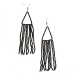 Load image into Gallery viewer, Black beaded fringe earrings on a white background
