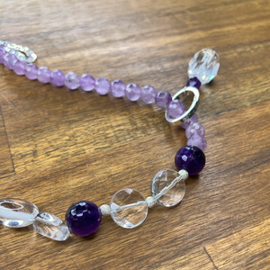 Amethyst & Quartz Necklace with Charm