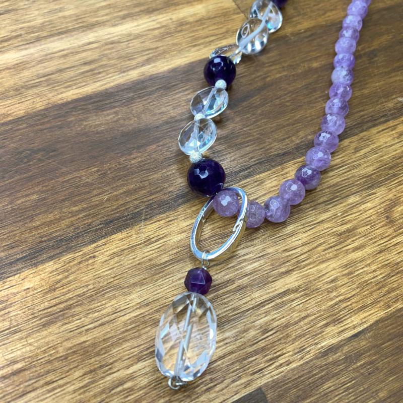 Amethyst & Quartz Necklace with Charm