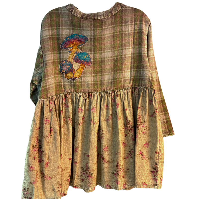 Mushroom Peplum Button Up