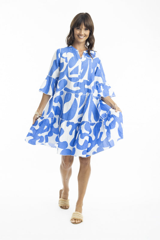 Blue & White Linen Dress