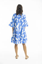 Load image into Gallery viewer, Blue &amp; White Linen Dress
