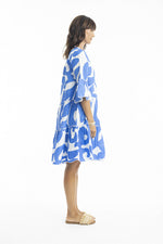 Load image into Gallery viewer, Blue &amp; White Linen Dress
