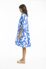 Load image into Gallery viewer, Blue &amp; White Linen Dress
