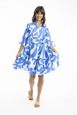 Load image into Gallery viewer, Blue &amp; White Linen Dress
