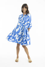 Load image into Gallery viewer, Blue &amp; White Linen Dress
