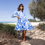 Load image into Gallery viewer, Blue &amp; White Linen Dress
