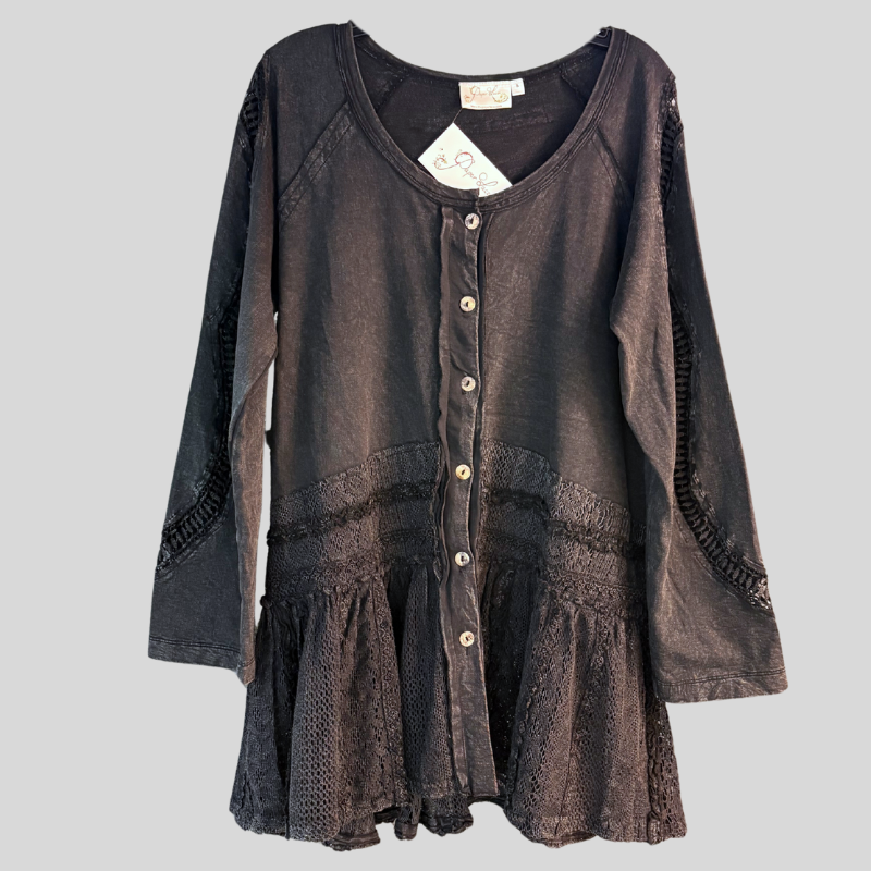Button Up Denim & Lace Tunic