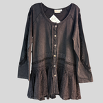 Load image into Gallery viewer, Button Up Denim &amp; Lace Tunic
