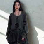 Load image into Gallery viewer, Button Up Denim &amp; Lace Tunic
