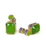 Load image into Gallery viewer, Green Emerald Cut Drop Earrings
