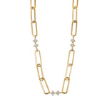 Load image into Gallery viewer, Paper Clip Chain with Zirconia &amp; Pearl
