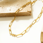 Load image into Gallery viewer, Paper Clip Chain with Zirconia &amp; Pearl
