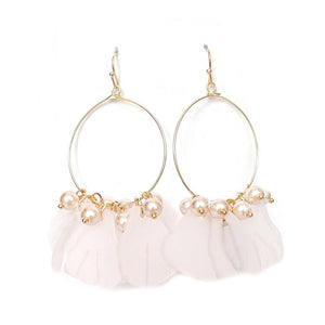 Boho Pearl Drop Flower Earrings