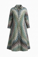 Load image into Gallery viewer, Long, patterned coat on a white background
