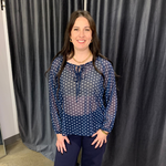 Load image into Gallery viewer, Sheer Kelkory Blouse Blue Squares
