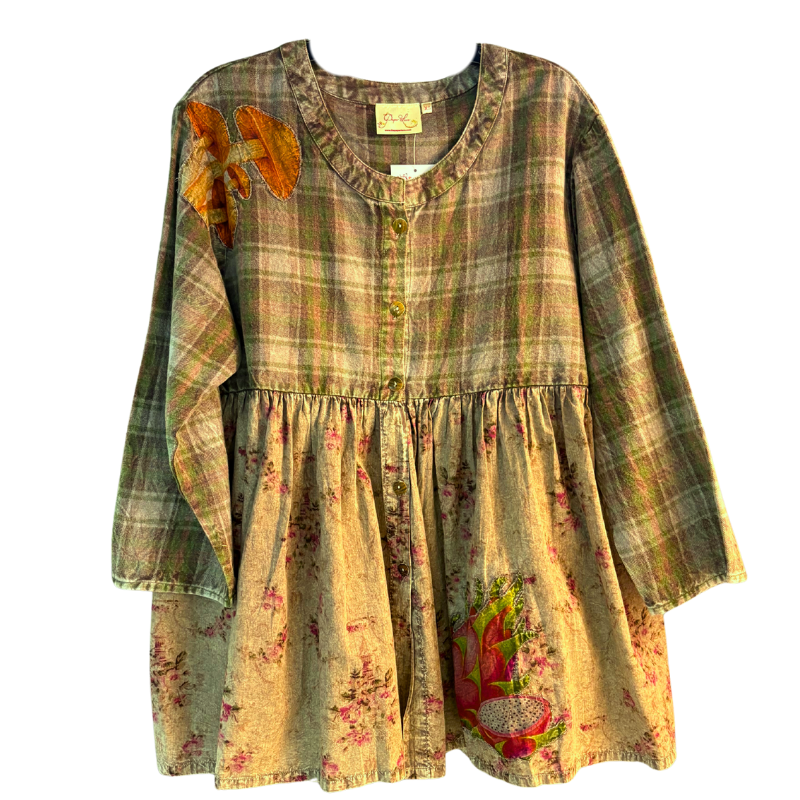 Mushroom Peplum Button Up