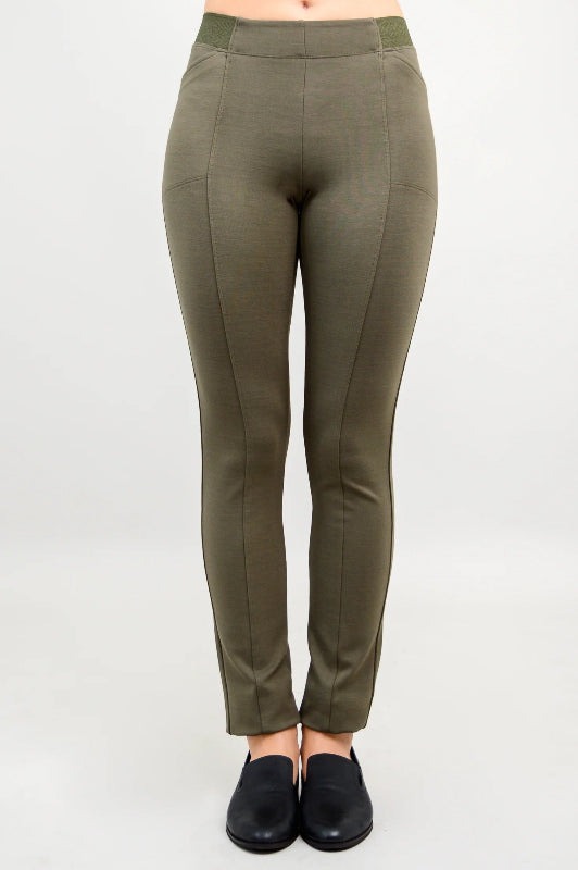 Olive green pants on a white background