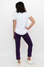 Load image into Gallery viewer, Person wearing a white t-shirt and purple pants on a white background
