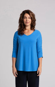 Revelry Top with Rusched Sleeves
