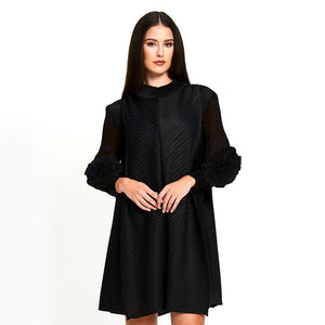 Ruffle Sleeve Plisse Dress