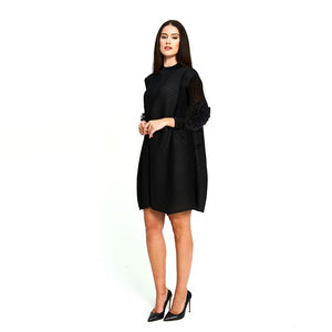 Ruffle Sleeve Plisse Dress