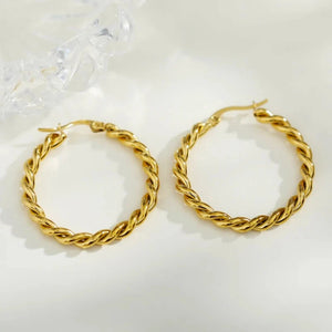 SUKI: Twisted Rope Hoop Gold Earrings