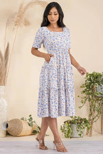 Load image into Gallery viewer, Tiered Ivory Blue Dress
