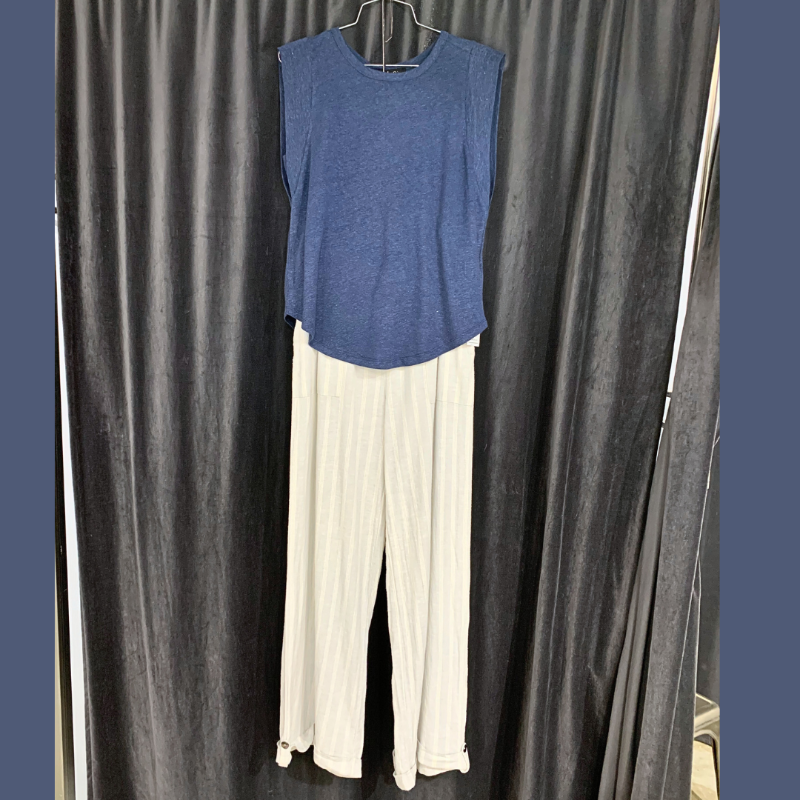 Linen Blend Wide Leg Trouser