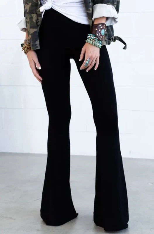 Cher Solid Raw Edge Flare Pants