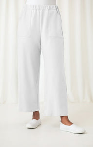 French Terry Wide Leg Pant in White by Sympli